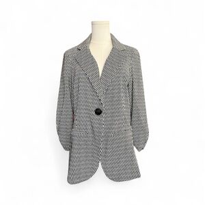 🆕 🖤🤍 NWOT SOHO APPAREL LTD Black & White Geometric Print Blazer | Sz L